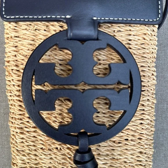 TORY BURCH Miller Straw Phone Crossbody - Midnight - Picture 6 of 16